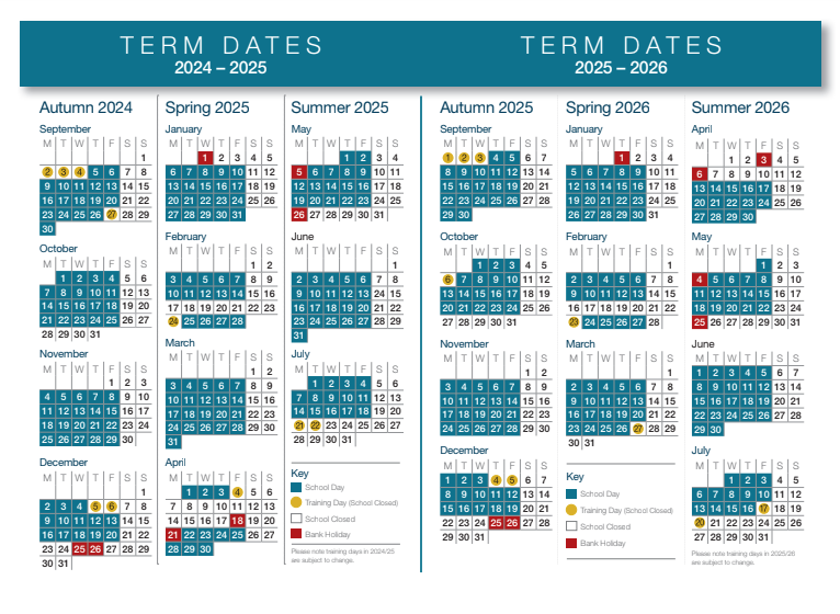Updated term dates